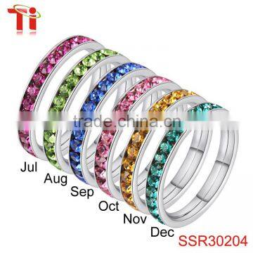 6 Pieces Birthstone Set Crystal Stainless Stell Bracelet With Rings photo-2