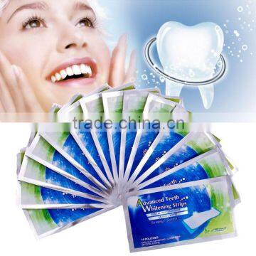 Dental teeth whitening strips for 14 pairs on box with powerful effect