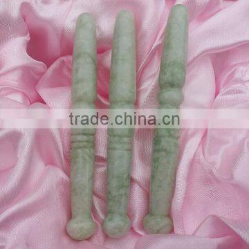 natural green jade stone acupuncture massage stick