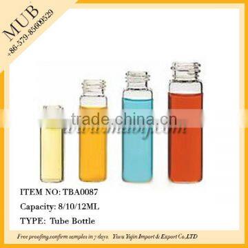 Wholesale 8/10/12ml tube glass vial with screw cap,samll glass bottle for perfume