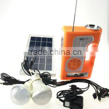 Mini home energy system solar energy system FM radio with torch