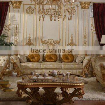 European Castle Style Large Comfortable Luxurious Living Room Wooden Sectional Sofa Set photo-3