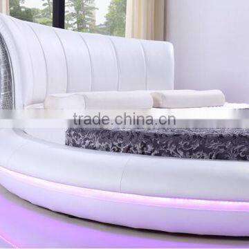 Bisini White Leather LED Round Bed, Luxury LED Round Bed photo-4