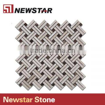 Newstar Top Cheap Basketweave Crema Marfil Emperador Kitchen Tile Mosaic photo-3