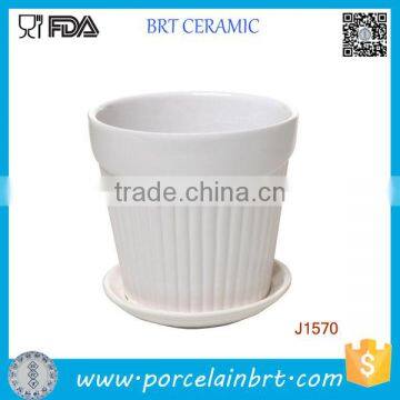 Round Wholesale White Ceramic Decorative Plant Pots