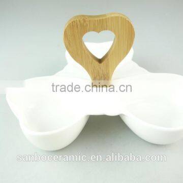 White Custom serving platters snake plate with wooden handle