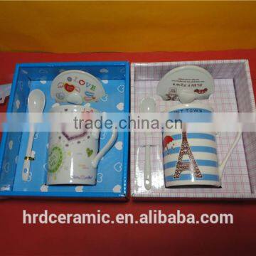 Restaurant Crockery Hotel White Porcelain Ceramic Mug Set With Lids