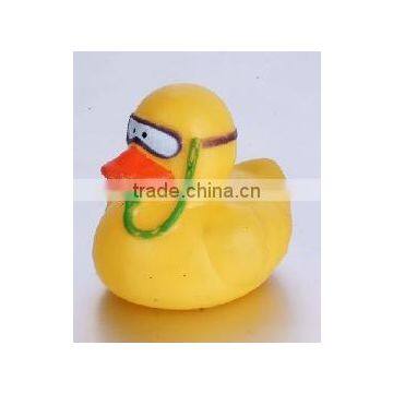 BPA free PVC baby tub swimming yellow duck with reading glasses