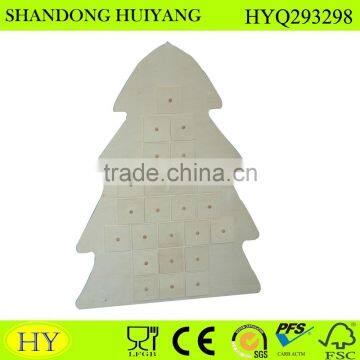 custom unfinished Christmas tree shaped wooden advant calendar