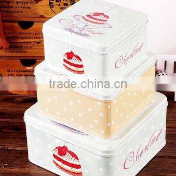 3pcs Metal Sugar Coffee Cake Tin Canister,metal Tin Box Packaging Sweet, Square Tin Can With Color photo-2