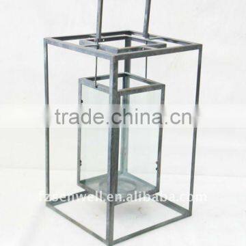 HOT!!! Square Metal Lantern With Glass for Garden