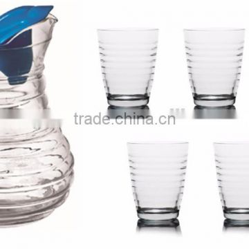 Hot sale 1000ml 7pcs glass drinking set clear glass water jug set