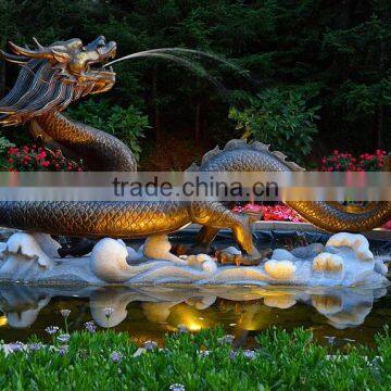 Antique deco metal craft bronze dragon water fountain for garden decoration