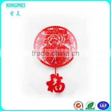 Custom Distinctive Red Acrylic Wall Clock With Animal Pattern photo-4