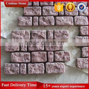 Red Colored Tumble Mesh Back Granite Cobblestone Paver Stone photo-2