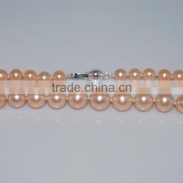 Pretty 3-4mm Pink Freshwater Pearl Necklace 925 Sterling Silver Clasp photo-3