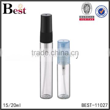 2017 hot new products cosmetic packaging 15ml 20ml clear blue bottle perfume pump sprayer perfume bottle black cosmetic toner