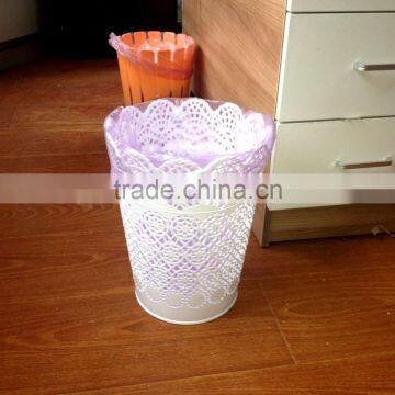 Plastic Round Colourful Hollow Out Wastebasket photo-6