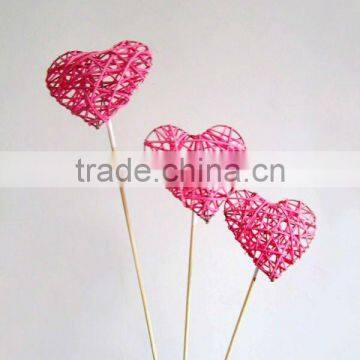 rattan heart sticks for flower deco