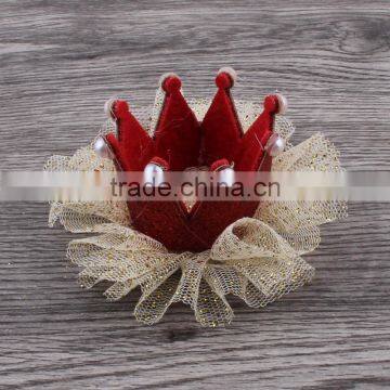 Fabric Lace Flower Crown With Glitter Clip for Kids Hair Accessories photo-3