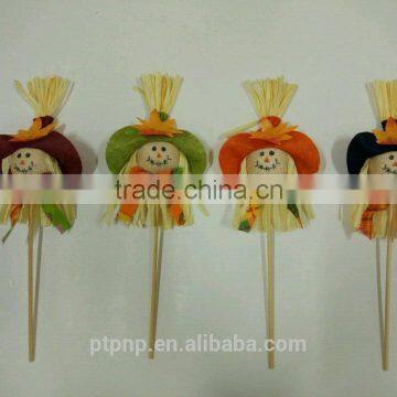 Paper Straw and Fabric Scarecrow Head for Autumn and Harvest Decoration photo-3