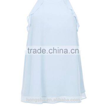 2016 Latest Pale Blue Frill Trim High Neck Halter Cami HST8041 photo-4