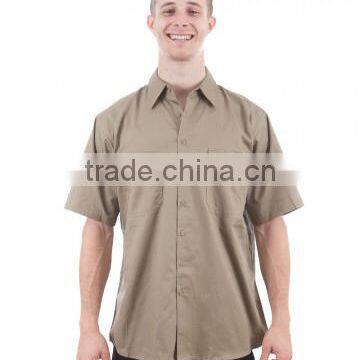 100% Cotton Preshrunk Drill Short Sleeve Navy Mens Work Shirts photo-2