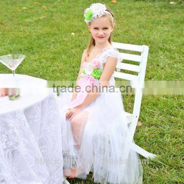 Fashion One Shoulder Flower Girl Tutu Dress Ankle-Length Girl Floral Summer Dress Children Wedding Birthday Dress photo-2