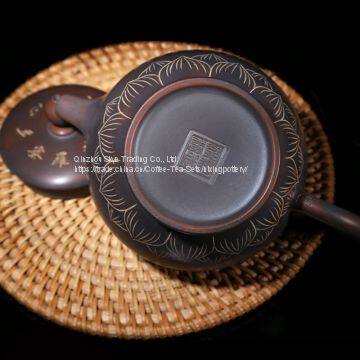 Purple Clay Chinese Nixing Pottery 260ml Buddha Lamp Teapot Master Making Tea Pot Pure Handmade Tea Ware photo-3