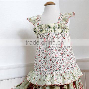 Boho Style Children Boutique Clothing Rose Skirt & Flutter Sleeve Top Sets Girls Outfit Cotton Summer Kids Clothes photo-2