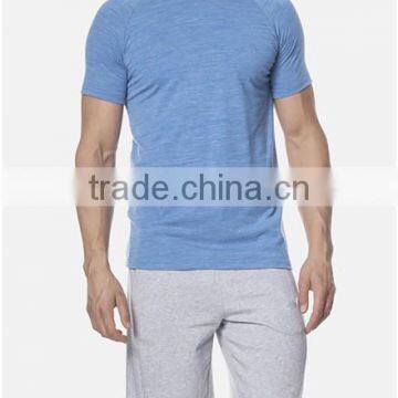 Cool Dry Performance T Shirt for Men Heather Blue Plain Workout T-Shirt Raglan Short Sleeve Exercise T-Shirt Men's Clothing OEM