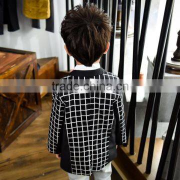 S60058B Children's Wear New Boy's Suit Grid Splicing Coat photo-2