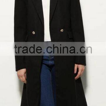 Runwaylover EY1018C Lady Trench Coat With Belt Black Long Women Coat photo-2