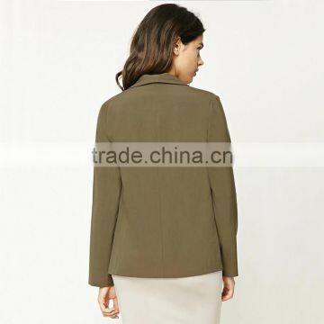 Ladies Office Open Front Dropped Lapels Longline Silhouette Blazer Coat