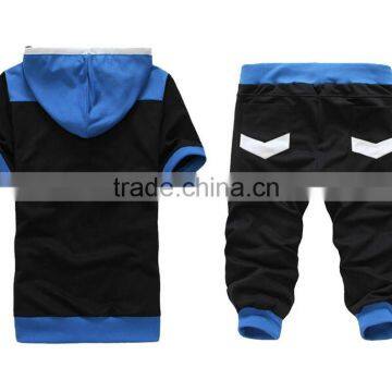 Custom Latest Design Men's Sports Set Hoodies Zipper Short Sleeve Tracksuits photo-2