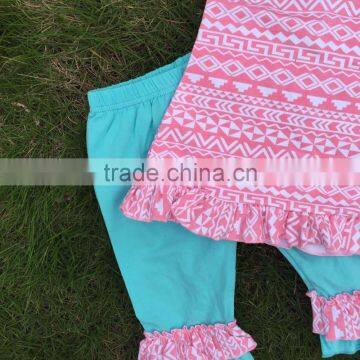 Baby Girls Pink Aztec Tribal Clothing Set Girls Suit Capri Set Outfits With Matching Headmade Necklace and Headband photo-6