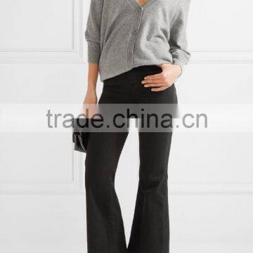 Custom Made Women Gray and Black Cashmere Off-Shoulder Cardigan With Black Shoulder Straps photo-4