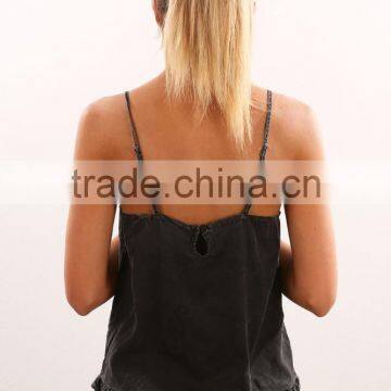 Rounded Neckline, Frill Hemline, Adjustable Thin Straps and Cute Button Closure Little Top photo-2