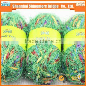 China Fancy Yarn Exporter Best Wholesale Oeko Tex 100% Spun Dyed Polyester Feather Yarn Lantern Knitting Yarn for Carpet photo-3