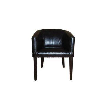 Barrel Back Accent Leather Chairs Black