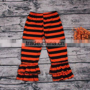 Yawoo instock orange and black ruffle pants girls fall clothing baby boutique wholesale