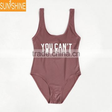 Chrismas Slogan Bikini Waterproof Women Swimsuit One Piece Monokini Girl