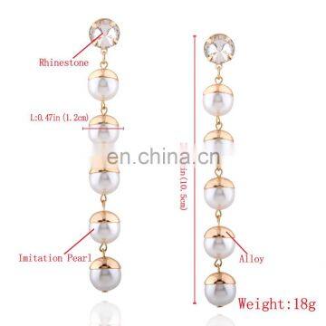 Fashionable Simple Long Pearl Tassel Earrings photo-2