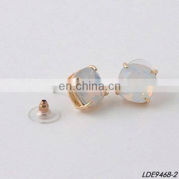 Delicate round glass stone stud earrings 5 colors Wholesale