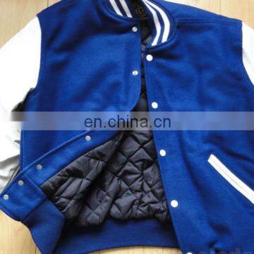 Royal Blue Body with white sleeve varsity jacket/baseball letterman varsity jacket /Blank Fleece varsity jacket