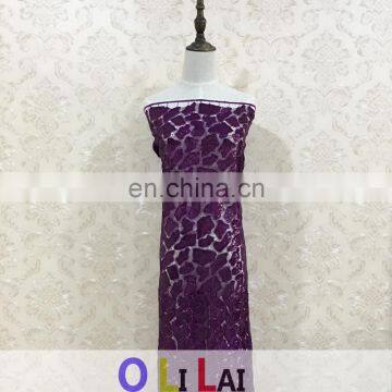 OLF0189 Fuchsia Dress Making Lace Fabric With 3D Sequins photo-5