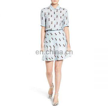 Hot Sell Women Wear Short Sleeve Printed Design Shirtdress Fashion Dresses for Women photo-2