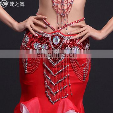 Y-2057 Egyptian beaded tassel belly dance hip belt