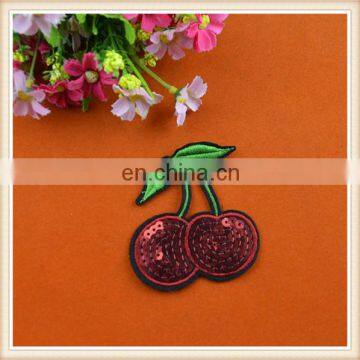 new arrival embroidery applique sequin patch cherry design sew on patch custom for garment