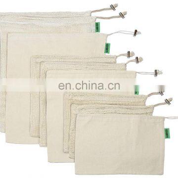 eco friendly produce bag Set Organic Cotton is Washable& Durable